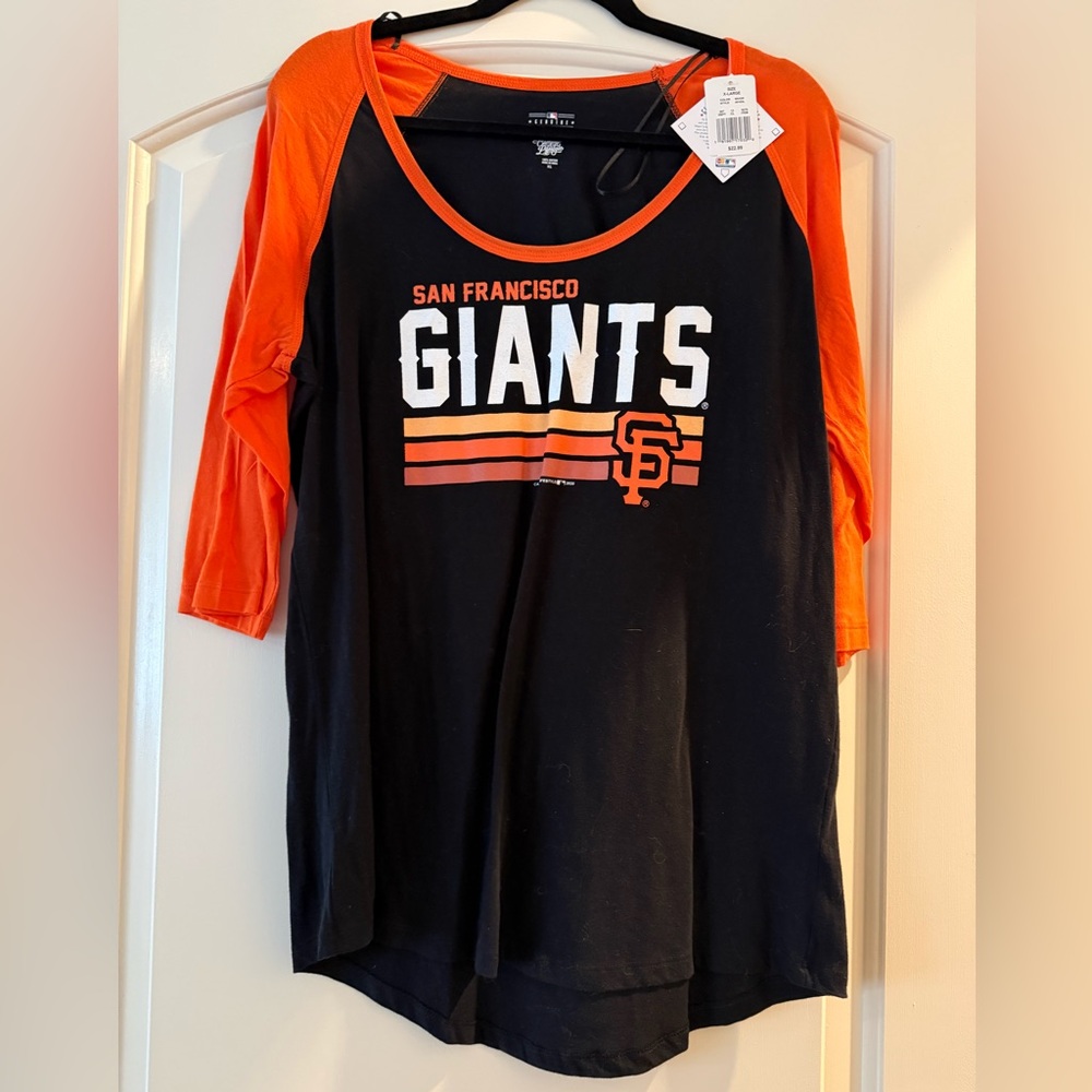 San Francisco Giants Women's Raglan Tee - Black & Orange